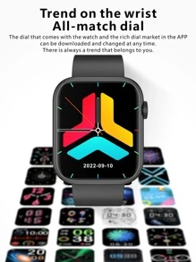 1pc Heart Rate Monitoring Smart Watch & 1pc Replacement Watchband - Black - View 4