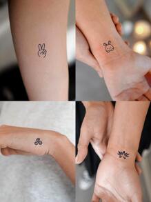 5sheets Mixed Pattern Tattoo Sticker - Black - View 2