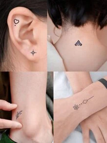 5sheets Mixed Pattern Tattoo Sticker - Black - View 3