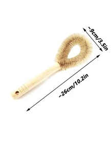 1 Bàn Chải Vệ Sinh Tay Cầm Bằng Gỗ, Bàn Chải Vệ Sinh Nồi Bằng Gỗ Đơn Giản Cho Hộ Gia Đình - Màu be - Xem 2