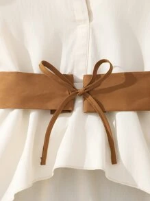 少女泡泡袖高低不規則襯衫