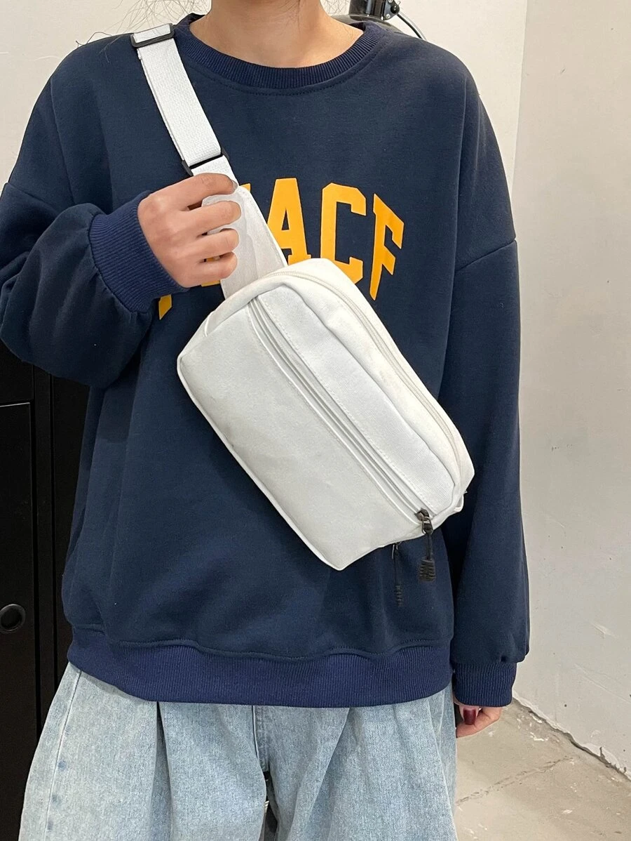 拉鍊前腰包極簡滌綸適合日常生活