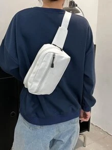 拉鍊前腰包極簡滌綸適合日常生活