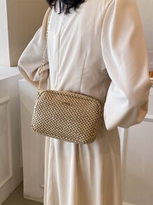 BELLEBORG Túi có dây chuyền trang trí bằng kim loại có thể gập lại, hoàn hảo cho kỳ nghỉ du lịch bãi biển mùa hè - Màu Khaki - Xem 2