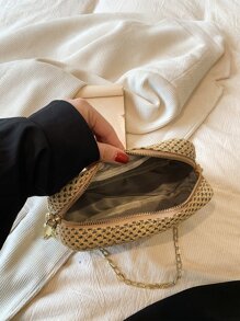 BELLEBORG Túi có dây chuyền trang trí bằng kim loại có thể gập lại, hoàn hảo cho kỳ nghỉ du lịch bãi biển mùa hè - Màu Khaki - Xem 6