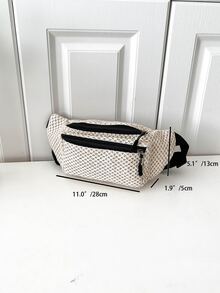 Bolsa de mimbre con cremallera delantera vacación para verano - Beis - Ver 5