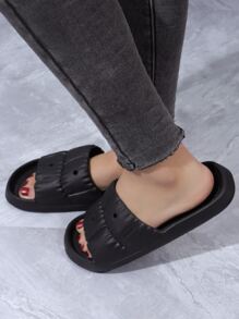 女士極簡鏤空單帶時尚黑色拖鞋 - 黑色 - 查看 4