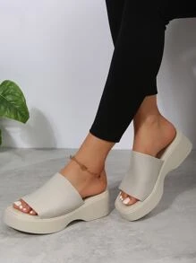 女士極簡坡跟時尚戶外涼鞋 - 彩色 - 查看 3