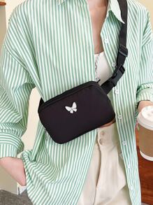 迷你腰包蝴蝶裝飾黑色適合日常生活