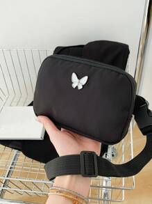 迷你腰包蝴蝶裝飾黑色適合日常生活
