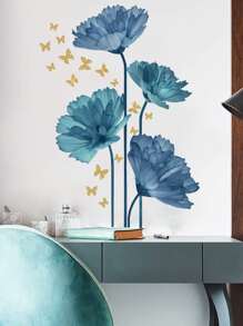 2pcs/Set PVC Wall Sticker, Modern Butterfly & Floral Pattern Wall Decal For Home, Stickers, Wall Decal, Vinyl Decal For Home Decorations, Spring Decoration Items Refresh Your Home, Rama Decoration Stickers Gifts Birthday Graduation - Multicolor - View 5