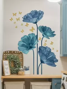 2pcs/Set PVC Wall Sticker, Modern Butterfly & Floral Pattern Wall Decal For Home, Stickers, Wall Decal, Vinyl Decal For Home Decorations, Spring Decoration Items Refresh Your Home, Rama Decoration Stickers Gifts Birthday Graduation - Multicolor - View 7