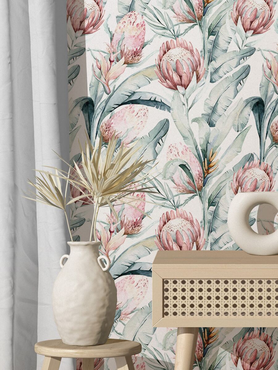 1roll Self-Adhesive Waterproof PVC Wall Paper, Modern Floral Pattern Wall Adhesive Roll For Home Easter - Multicolor - View 1