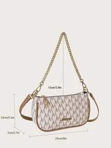 Đồ họa Chữ cái Cái túi Chuỗi Thời trang - Màu be - Xem 7