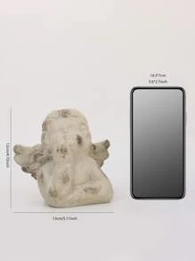 1pc Polyresin Candle Holder, Creative Angel Design Candle Stand For Home - Grey - View 5