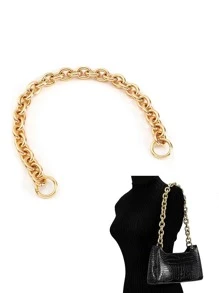 Minimalist Style Shoulder Bag Strap With Metal Chain - Gold - View 1