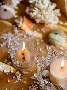 1pc Glass Candle Holder, Creative Crown Design Candle Stand For Home - Clear - View 4