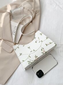 1 件带拉链开合的刺绣时尚单肩包，适合女性日常装扮 - 白色 - 查看 8