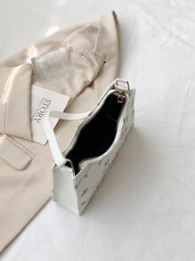 1 件带拉链开合的刺绣时尚单肩包，适合女性日常装扮 - 白色 - 查看 5