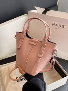 女士迷你粉色手提包、托特包、水桶包 - 粉色 - 查看 4