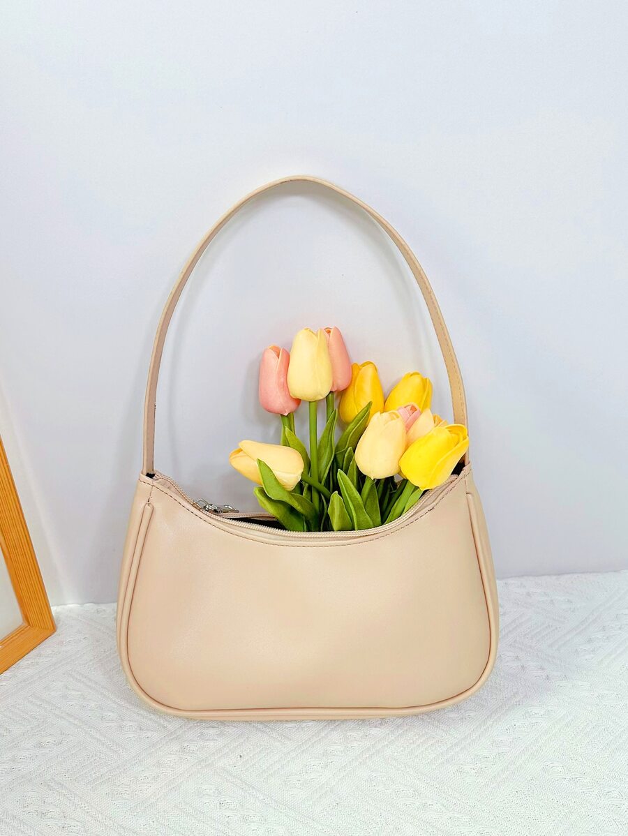 小流浪包卡其色極簡適用於日常 - 杏色 - 查看 1