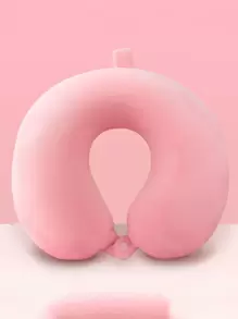 1pc Random Color Neck Pillow, Cervical Pillow For Nap, Travel Portable U-Shaped Pillow - Dusty Pink - View 1