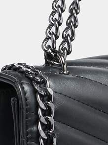 Elegant,,Old MoneyChevron Pattern Square Bag Chain Decor Flap For Work Metal Chain Crossbody Clutch Bag, PU Leather Textured Handbag, Classic Versatile Fashion Shoulder BagClassic,CasualFor Teen Girls Women College Students,Rookies & White-collar Workers