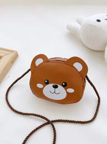 Cartoon Bear Design Novelty Bag Cute PU - Brown - View 4