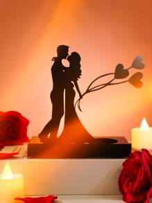 1pc Iron Candle Holder, Creative Figure Decor Candle Stand For Home - Black - View 1