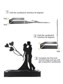 1pc Iron Candle Holder, Creative Figure Decor Candle Stand For Home - Black - View 3