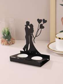 1pc Iron Candle Holder, Creative Figure Decor Candle Stand For Home - Black - View 4