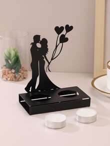 1pc Iron Candle Holder, Creative Figure Decor Candle Stand For Home - Black - View 5
