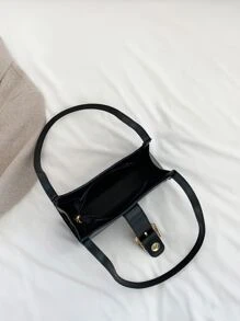 幾何浮雕法棍包搭扣裝飾 - 黑色 - 查看 7