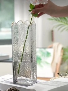 Florero de cristal de 1 pieza, jarrón transparente nórdico para flores - transparente - Ver 3