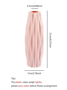 1 件时尚圆柱形浅绿色仿陶瓷塑料花瓶，带人造蒲苇花，北欧风格，质地细腻，适用于家居装饰、客厅、婚礼中心装饰、餐桌装饰、房间装饰、插花礼品套装 - 白色 - 查看 2