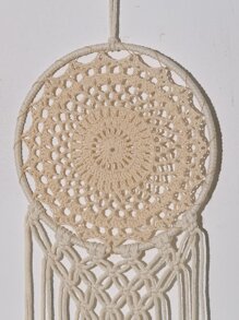 1PC Gancho de corda feito à mão Renda Dream Catcher Decoração de parede, Decoração para casa, Decoração de quarto, Decoração de parede - Bege - Ver 2