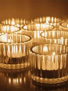 4pcs Glass Candle Holder Set, Transparent Candlestick - Clear - View 1