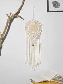 1PC Gancho de corda feito à mão Renda Dream Catcher Decoração de parede, Decoração para casa, Decoração de quarto, Decoração de parede - Bege - Ver 3