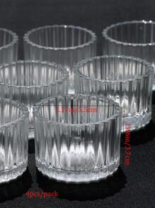 4pcs Glass Candle Holder Set, Transparent Candlestick - Clear - View 2