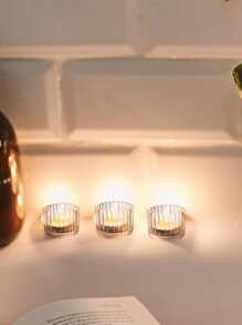 4pcs Glass Candle Holder Set, Transparent Candlestick - Clear - View 3