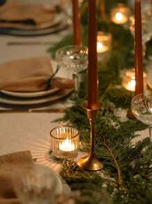 4pcs Glass Candle Holder Set, Transparent Candlestick - Clear - View 5