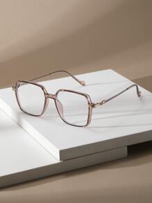 1pair Women Geo Frame TR Frame Eyeglasses, For Daily Life - Champagne - View 2