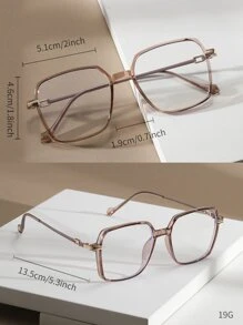 1pair Women Geo Frame TR Frame Eyeglasses, For Daily Life - Champagne - View 4