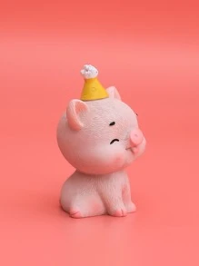 1pc Polyresin Decoration Craft, Cute Pig Design Decoration Object For Home - Multicolor - View 3