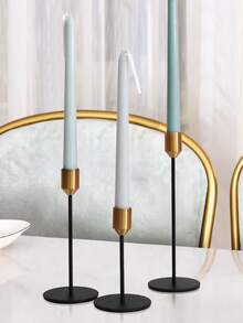 3pcs/set Iron Candle Holder, Minimalist Two Tone Candle Stand For Home - Multicolor - View 1