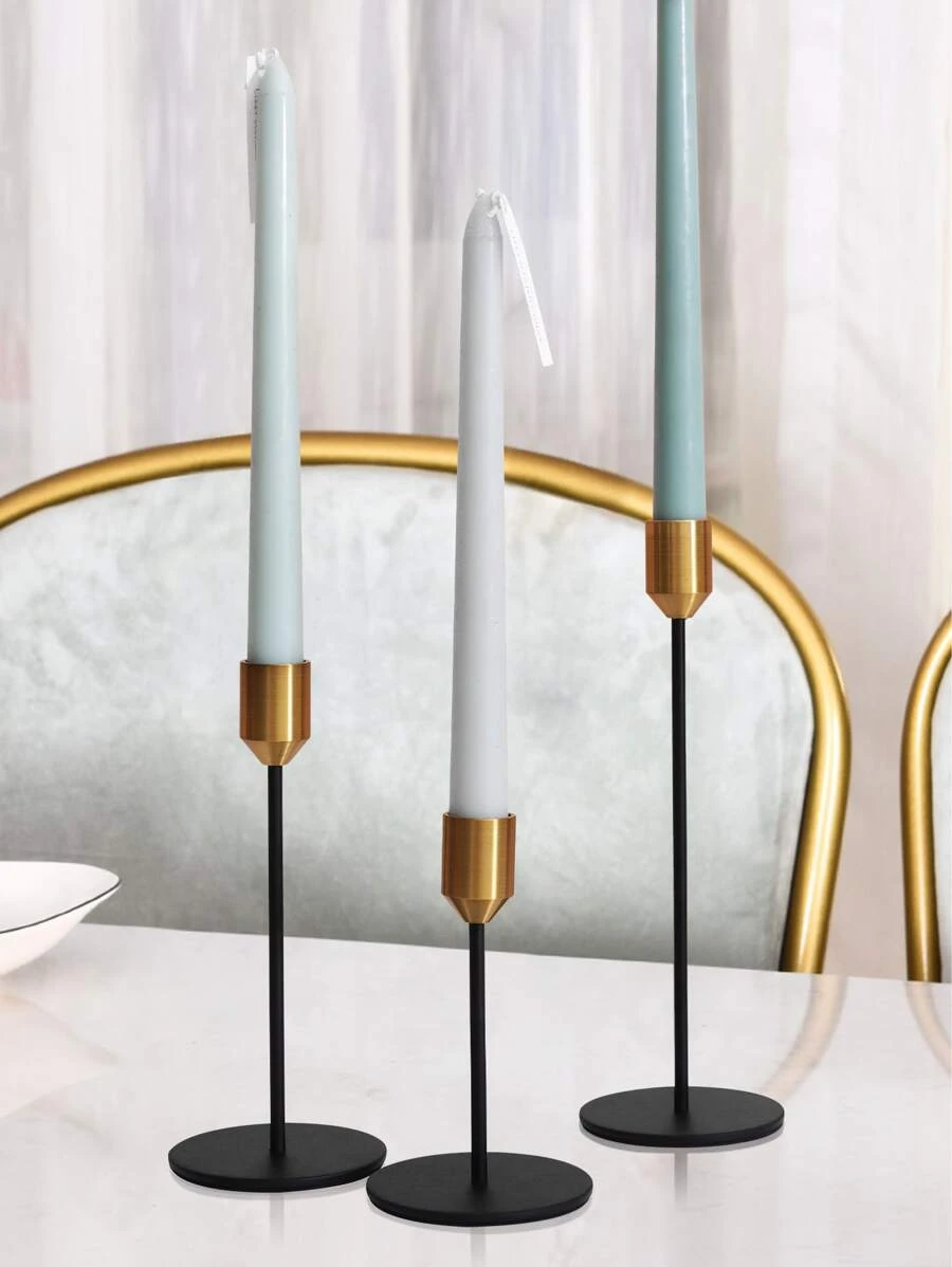 3pcs/set Iron Candle Holder, Minimalist Two Tone Candle Stand For Home - Multicolor - View 1