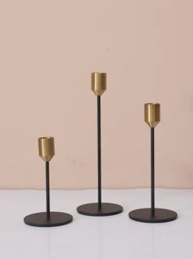 3pcs/set Iron Candle Holder, Minimalist Two Tone Candle Stand For Home - Multicolor - View 3