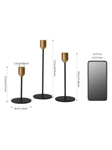 3pcs/set Iron Candle Holder, Minimalist Two Tone Candle Stand For Home - Multicolor - View 5