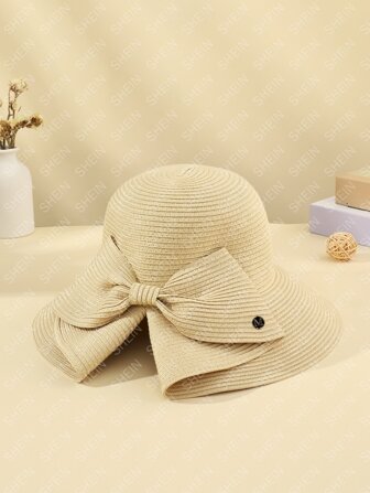 Boho風格1入組女士蝴蝶結裝飾時尚草帽