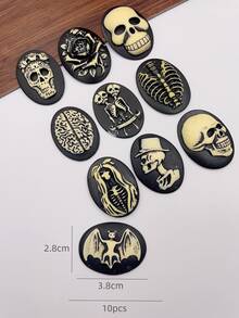 10入組混色復古樹脂貼紙首飾類DIY配件 - 黑與白 - 查看 3
